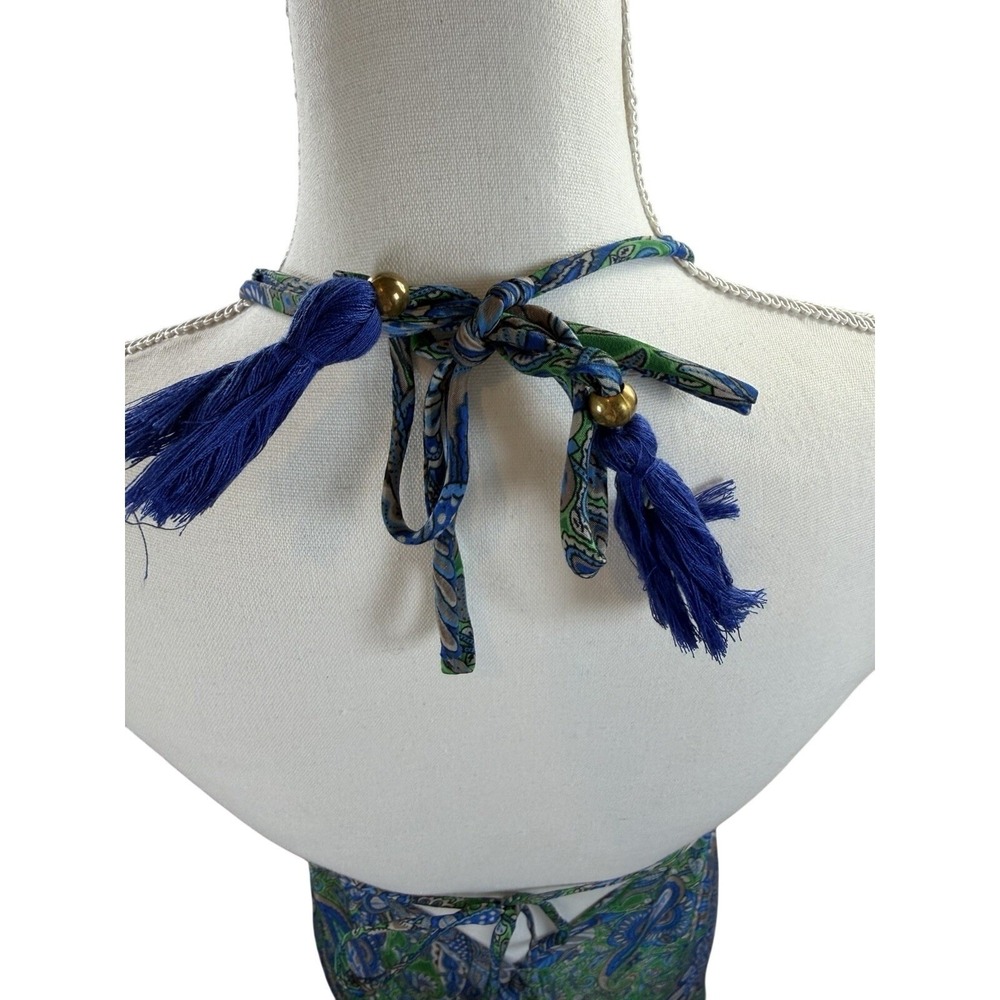 Bigg Bull Halter Maxidress Blue & Green Boho Flowy Small - Picture 5 of 6